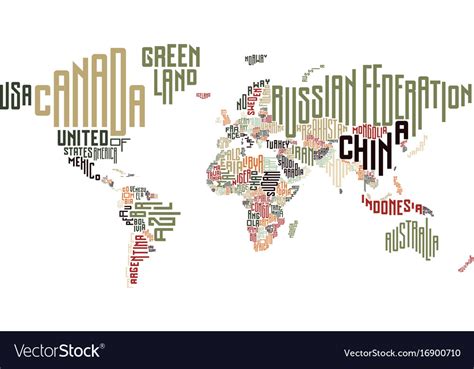 World map made of typographic country names Vector Image