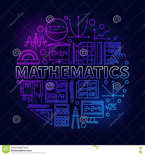 Illustration about Math linear symbol. Vector bright round school education mathematical symbol ...