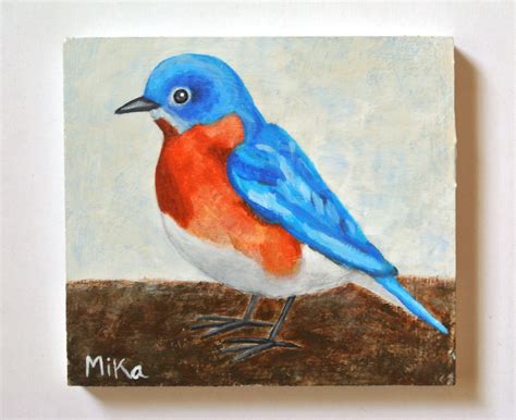 Original Painting Eastern Bluebird Wildlife Rustic Folk Art | Etsy | Woodland animal wall art ...