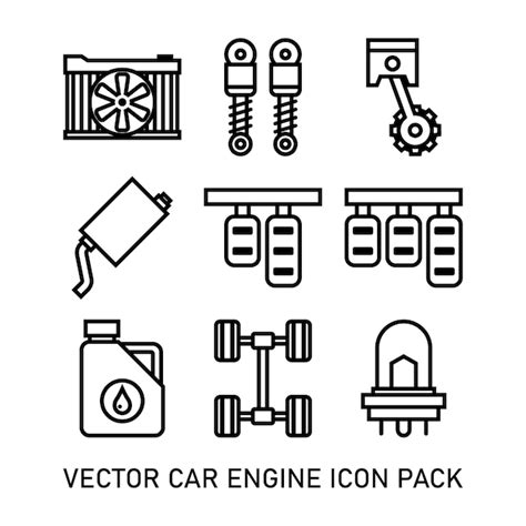 Premium Vector | Car engine outline icon pack 3