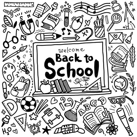 Premium Vector | Welcome back to school poster with doodles