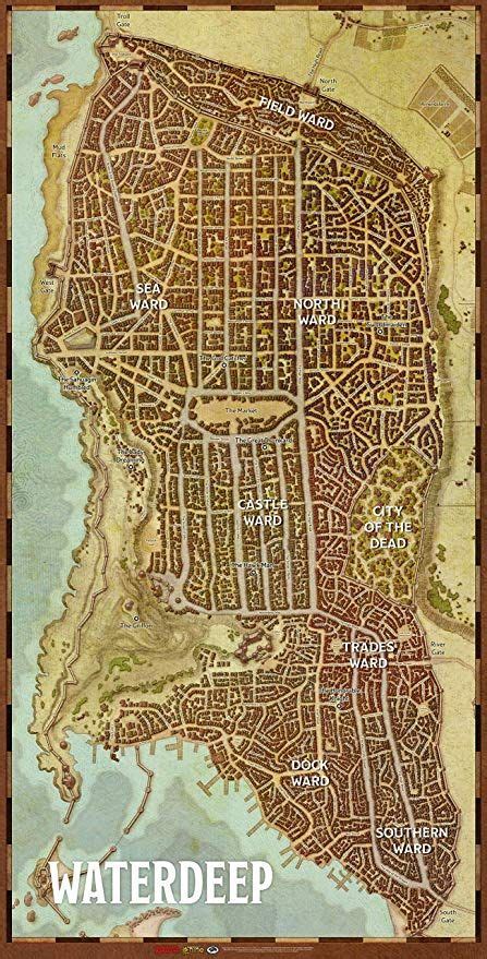 Dungeons & Dragons - Waterdeep Dragon Heist Map 20" x 40" | Fantasy ...