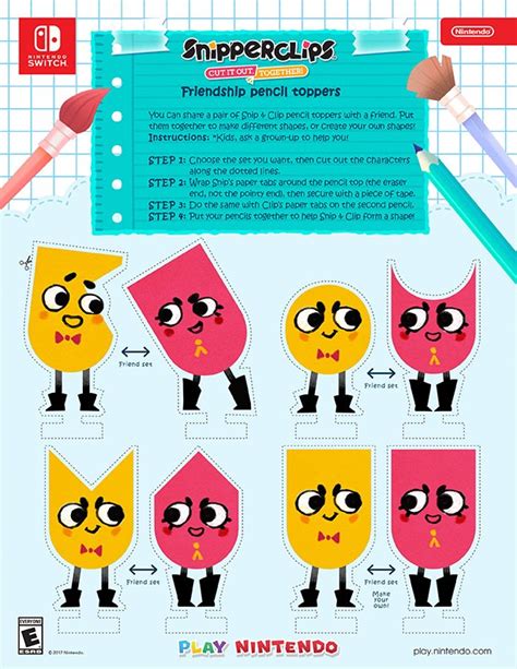 Snipperclips – Cut it out, together! Printable Pencil Toppers - Play ...