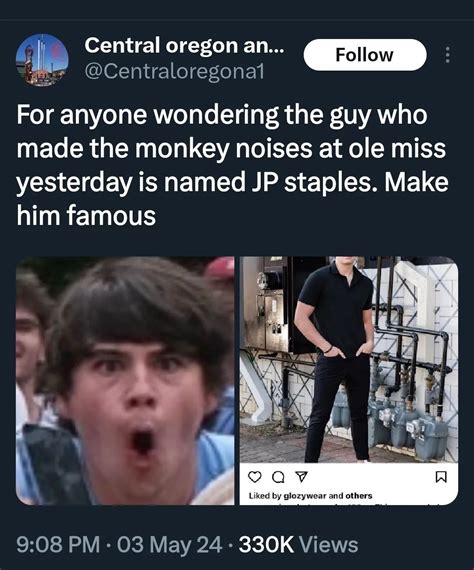 This is the racist who made monkey noises at Ole Miss yesterday. His ...
