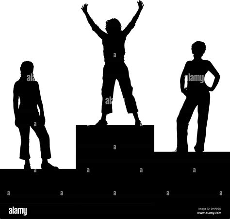 Podium winner silhouette Black and White Stock Photos & Images - Alamy