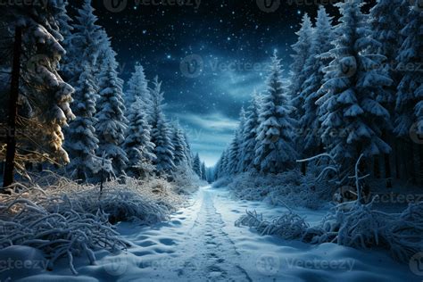 A night of swirling snow creates an enchanting winter landscape AI Generated 26175343 Stock ...