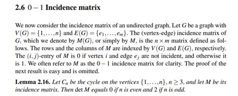 Solved 2.6 0−1 Incidence matrix We now consider the | Chegg.com