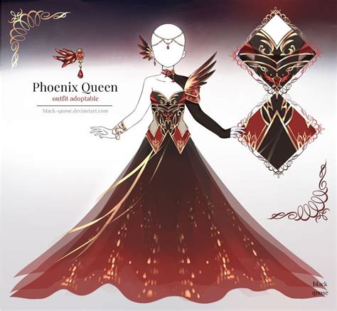 [closed] Phoenix Queen Outfit Adopt | Auction by Black-Quose on DeviantArt Dress Drawing ...