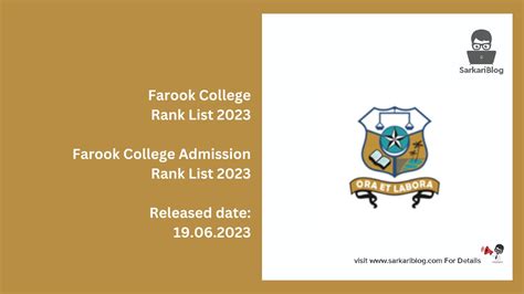 Farook College Rank List 2023