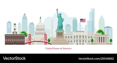 United states america usa landmarks skyline Vector Image