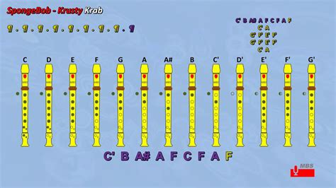 Krusty Krab Recorder Notes Tutorial / SpongeBob - YouTube