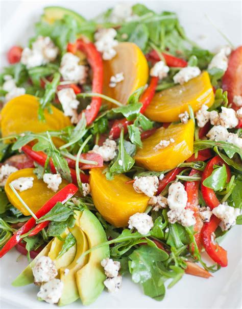 Arugula Salad With Yellow Beets and Garlic Feta - Tatyanas Everyday Food