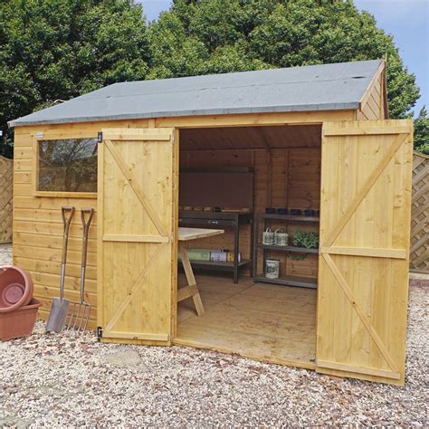 10 x 12 Premium Reverse Apex Workshop With Double Doors and 1 Opening ...