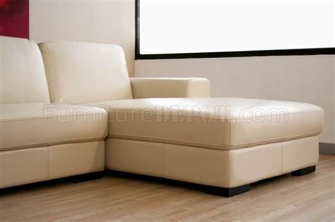 Modern Sectional Sofa in Ivory Leather