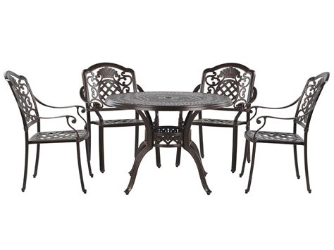 Retro Garden Outdoor 4 Seater Dining Set with Cushions Aluminium Brown Salento | eBay