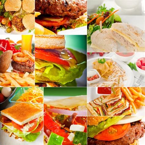 Fast Food Collage with Cheeseburger in center — Stock Photo ...