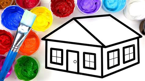 Coloring and Painting House and Pumpkin Painting Page, Children can Learn to Color with Paint 💜 ...