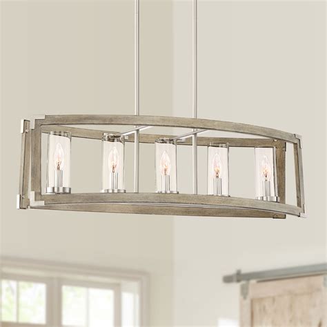 Buy Possini Euro Design Wood Finish Brushed Nickel Linear Pendant ...