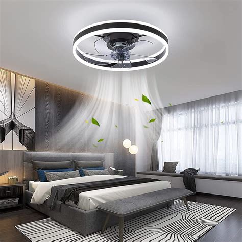 Buy CHANFOK Ceiling Fan with Light - Flush Mount Modern Indoor 19.7" LED Dimmable Low Profile ...