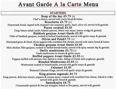 Avant Garde Menu, Menu for Avant Garde, Merchant City, Glasgow - Zomato UK