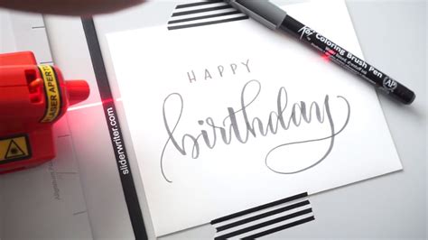 Birthday Card Brush Lettering with Pieces Calligraphy - YouTube