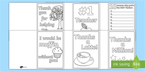 World Teachers Day Colouring Cards - Printable Templates