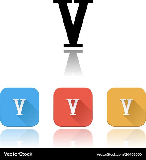 V roman numeral icons colored set with reflection Vector Image