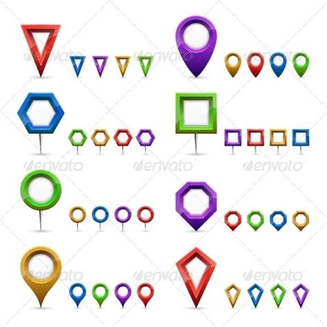 Map Markers | Map marker, Map symbols, Colorful map