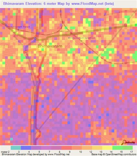 Elevation of Bhimavaram,India Elevation Map, Topography, Contour