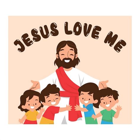 Premium Vector | Vector illustration of Jesus hugging children with love