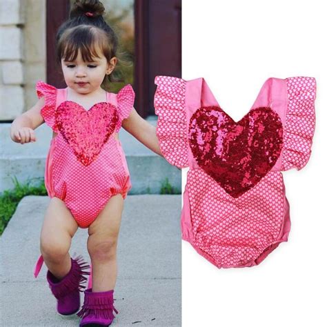 2017 2017 Valentine Baby Girl Onesies Bodysuit Europe America Sequins ...