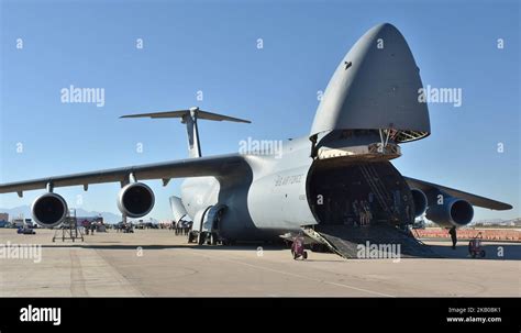 A U.S. Air Force C-5 Galaxy cargo plane on a runway at Davis-Monthan ...