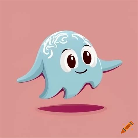 Illustration of a cute ghost with a brain on Craiyon