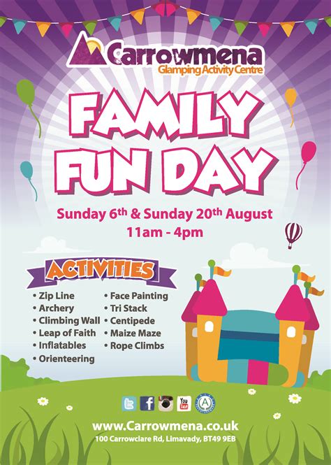 Family Fun Day A6 Flyer - Carrowmena Activity Centre (Glamping/Camping/Residential)