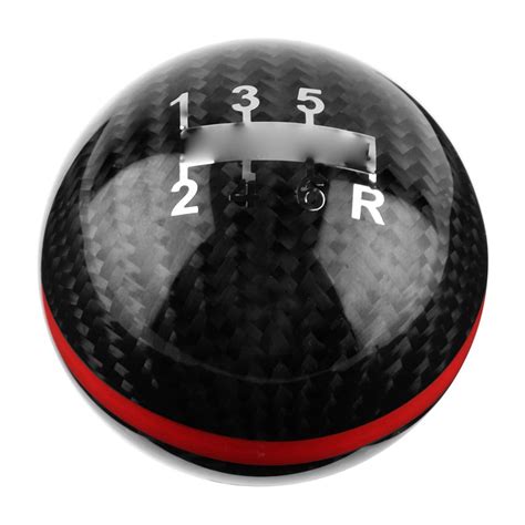 OTVIAP Car Universal Manual Carbon Fiber Knob Gear Shift Head 5 Speed ...