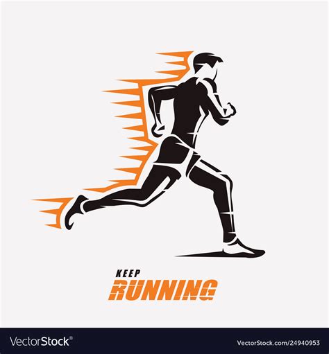 Running man symbol outlined stylized silhouette Vector Image