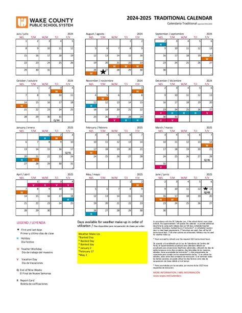 Wake County Public Schools Calendar 2024-2025