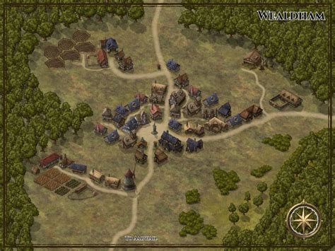 (1) [40x30] Forest hamlet : dndmaps | Fantasy city, Fantasy world map, Fantasy map