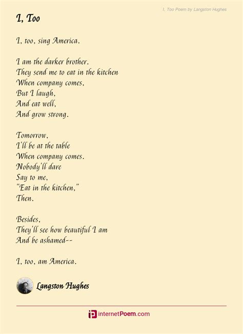 I, Too Poem by Langston Hughes