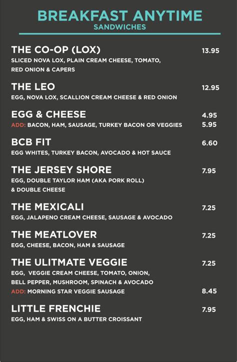 Hillcrest Menu - Big City Bagel Cafe