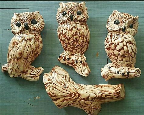 Vintage CERAMIC OWL FAMILY Wall Art Pottery debbie - Etsy | Ceramic owl ...