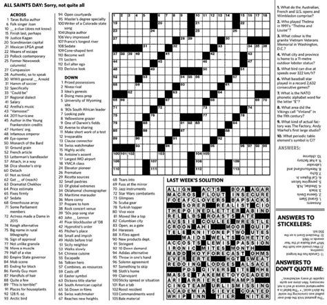 Printable Detroit Free Press Crossword Puzzle - Printable JD