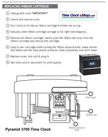 Pyramid Time Clock Ribbon - Pyramid 3700 Time Clock Ribbon