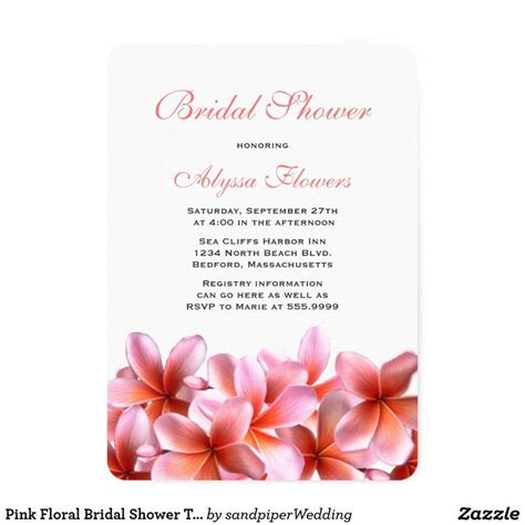 Pink Floral Bridal Shower Tropical Plumeria Invitation | Zazzle | Beach ...