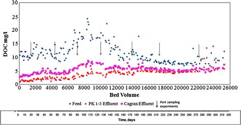 Influent and effluent DOC concentrations in continuous-flow BAC ...