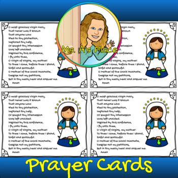 Memorare Prayer Card by Bookmarks and More | Teachers Pay Teachers