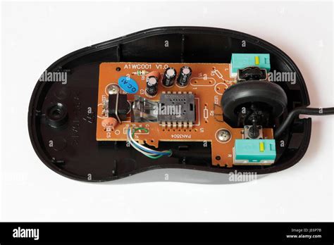 Circuit board inside an optical mouse, computer peripheral device Stock ...