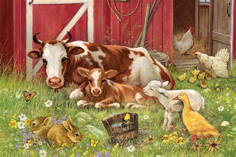 Barnyard Babies Canvas Art by Greg & Company | iCanvas | Baby canvas art, Farm animal paintings ...