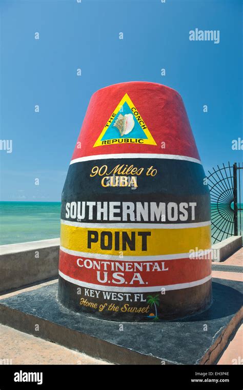 SOUTHERNMOST POINT IN CONTINENTAL UNITED STATES MONUMENT KEY WEST FLORIDA USA Stock Photo - Alamy