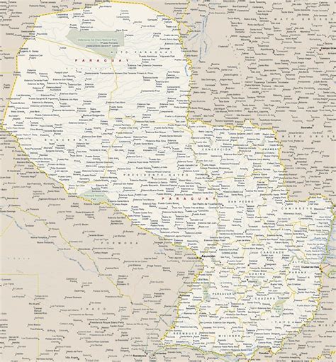 Large map of Paraguay with all cities | Paraguay | South America | Mapsland | Maps of the World